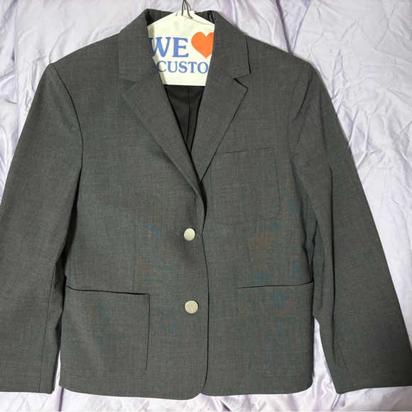 Like New Theory Good Wool Boxy Cropped Blazer in Charcoal, size 2 - Picture 10 of 11